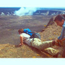 Martin is an avid geologist and sometimes tends to get too excited about volcanoes. It's a good thing Liz is there to make sure he doesn't fall off the edge!