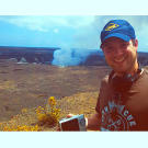 Here's the man running the show: our director, smiling in front of the Kilauea caldera.