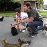 John Fulton with Lynea and cats