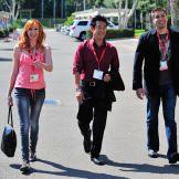 Kari, Grant and Tory make their way to their autograph session during Comic Con 2010. This was Kari's first year joining her MythBusters colleagues at Comic Con.