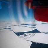 Survey flying over the disintegrating Wilkins Ice Shelf.