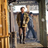 Richard Madden as Bill Haskell and Augustus Prew as Byron Epstein in Discovery Channel's Klondike.