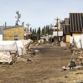Street tents on the Klondike set.