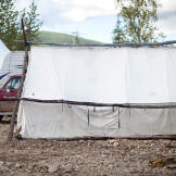 The tent city at Quartz Creek that most of the miners call home.