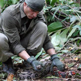 The jungles of Peru are teaming with wildlife, and Mykel manages to catch a large, albeit smelly, snake. It's hard work to clean the snake, but the high-protein meat will give the Hawkes much-needed energy to withstand the extreme physical demands of survival.