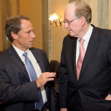 Mike makes a point to Senator Rockefeller.
Incidentally, Mike's proud parents attended the hearing, along with various Discovery Channel colleagues.