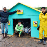 At the Alameda Bomb Range, Kari Byron, Tory Belleci and Grant Imahara show off the mock garage they built for the Gas Rocket test. Can a propane tank turn into a rocket if it is set on fire?