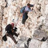 Filming Kolya gathering eggs from a sheer cliff in Chukotka.