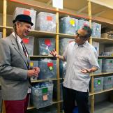 Brothers Steve and Andrew DeAngelo talk cannabis philosophy in Harborside's inventory vault.