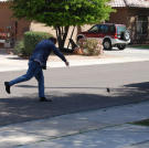 Doug Hopkins smashes his phone in frustration after losing a house to another bidder.