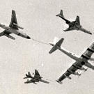 Something for everyone! Travelling at 415 mph, this modified B-29 refuels an F-101A Voodoo, a B-66 Destroyer, and a F-100D Super Sabre somewhere over England in the early 1960s.