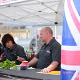 Scott and Lyndsey Lane prep their box.