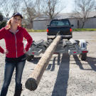 As it turns out, right before the MythBusters were to begin filming 2013's Bifurcated Boat, a barge passed through the area and knocked down the pole they were planning to use in their experiment. Luckily, there was a lumber yard nearby.
